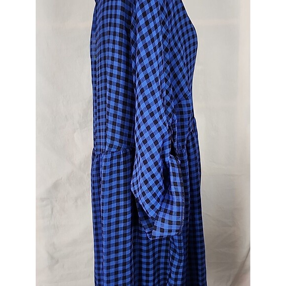 NWT - Torrid Plaid Shirt Dress Sheer w/ Liner Women Size 4 Blue Roll Tab Button - Picture 6 of 12